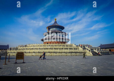 Peking, CHINA - 29. Januar 2017: Tempel des Himmels, imperial Komplex mit spektakulären Sakralbauten befindet sich im zentralen Stadtteil Südost, Stockfoto