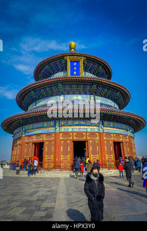 Peking, CHINA - 29. Januar 2017: Tempel des Himmels, imperial Komplex mit spektakulären Sakralbauten befindet sich im zentralen Stadtteil Südost, Stockfoto