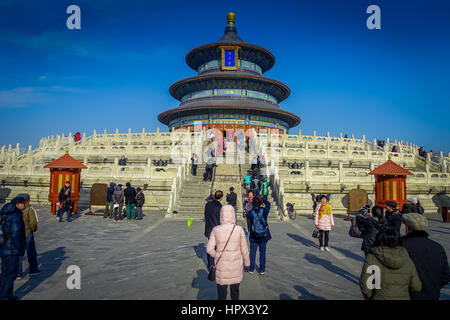 Peking, CHINA - 29. Januar 2017: Tempel des Himmels, imperial Komplex mit spektakulären Sakralbauten befindet sich im zentralen Stadtteil Südost, Stockfoto