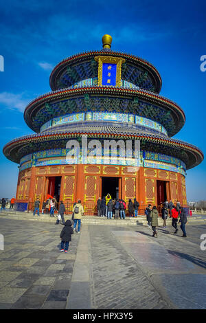 Peking, CHINA - 29. Januar 2017: Tempel des Himmels, imperial Komplex mit spektakulären Sakralbauten befindet sich im zentralen Stadtteil Südost, Stockfoto