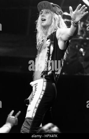 Bret Michaels von der amerikanischen Rockband Poison in den 1980er Jahren fotografiert. Stockfoto