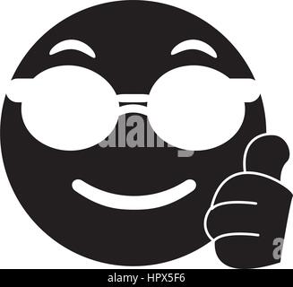 Sonnenbrillen und Daumen Emoticon Stil Piktogramm Stock Vektor