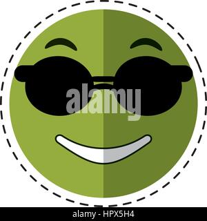 Sonnenbrillen und Daumen Emoticon Stil Schnittlinie Stock Vektor