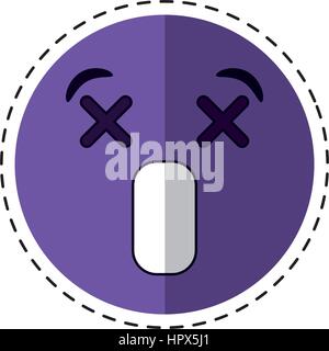 Dizzy Emoticon Stil Schnittlinie Stock Vektor