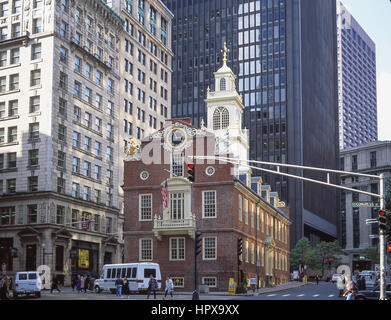 Old State House (1713), Washington und staatliche Straßen, Boston, Massachusetts, Vereinigte Staaten von Amerika Stockfoto