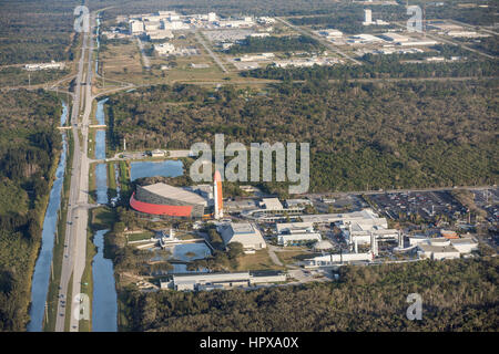 CAPE CANAVERAL, ORLANDO, FL - 17. Februar 2017: Luftaufnahme des gesamten Komplexes der NASA. Kennedy Space Center Museum Stockfoto