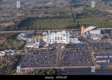 CAPE CANAVERAL, ORLANDO, FL - 17. Februar 2017: Luftaufnahme des gesamten Komplexes der NASA. Kennedy Space Center Museum Stockfoto