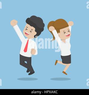 Business-Leute feiern ihren Erfolg durch einen Sprung, Business-Erfolgskonzept Stock Vektor
