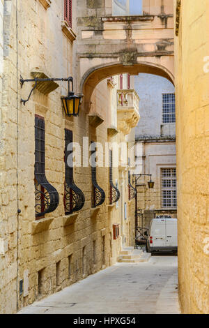 Gasse der Altstadt Mdina. Stockfoto