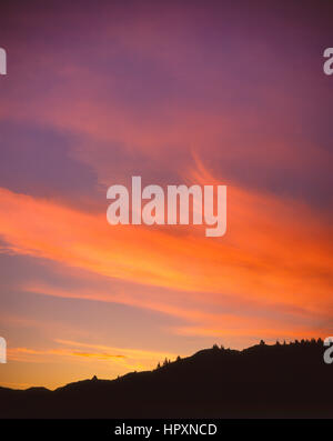 Sonnenuntergang am Queen Charlotte Sound, Marlborough Sounds, Marlborough, Lochmara Bay, Südinsel, Neuseeland Stockfoto