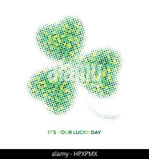 Irische drei Halbton Glück Kleeblatt. Abstrakt-St. Patricks Day Background. Vektor-Illustration von grün gepunktete Shamrock Blatt-Symbol für Ihre poste Stock Vektor