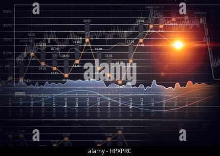 Hintergrundbild mit Dynamik von Diagrammen und Graphen Stockfoto