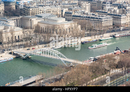 Der Fluss seine angesehen vom Eiffelturm, UNESCO World Heritage Site, Ile-de-France, Paris, Frankreich Stockfoto