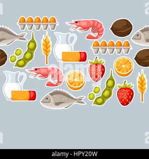 Lebensmittel-Allergie Musterdesign mit Allergenen und Symbolen. Vektor-Illustration für medizinische Websites Werbung Medikamente Stock Vektor