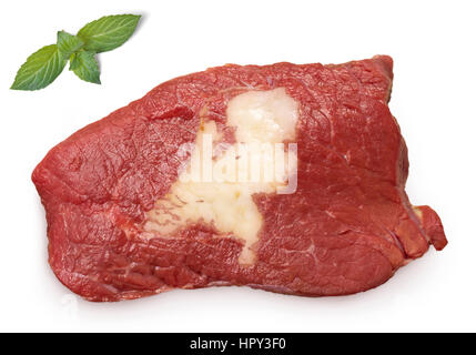 Rohes Fleisch (Roastbeef) und Fett zusammen hinein in die Form der Niederlande. (Serie) Stockfoto