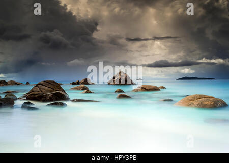 Der schöne Anze Lazio Strand, Seychellen Stockfoto