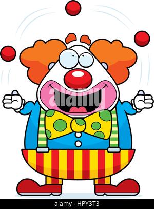 Ein glückliches Cartoon Clown jonglieren und lächelnd. Stock Vektor