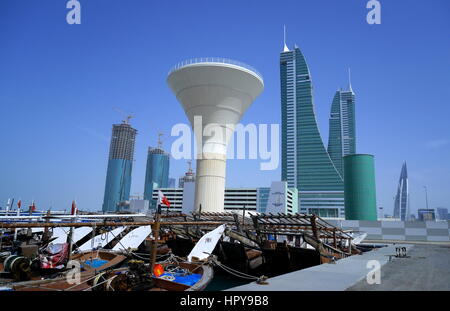 Villamar Hochhaus Wohntürme, die Teil des Projekts Financial Harbour, Wasserturm, Königreich von Bahrain Stockfoto