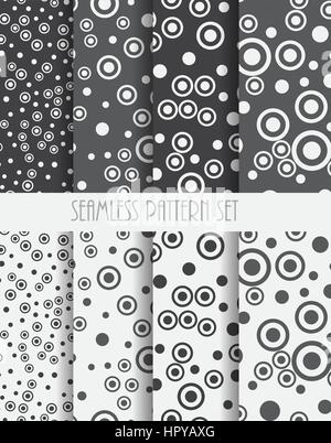 Satz von Seamless pattern. Kreise Punkte abstrakt. Vektor-Illustration. Polka-Dekoration-Vorlage. Stock Vektor
