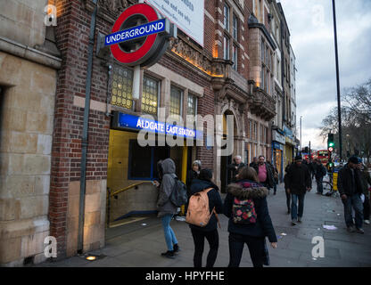 Aldgate east unterirdisch station london Stockfoto