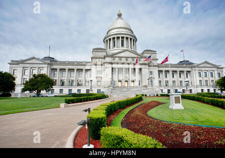 Vorderansicht des Arkansas State Capital, in Little Rock Arkansas. Stockfoto