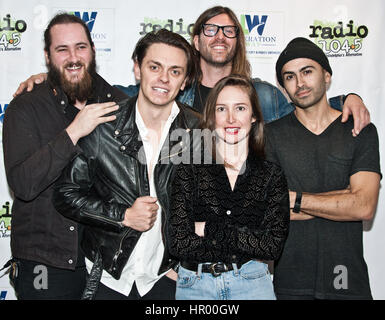 Bala Cynwyd, PA, USA. 15. Februar 2017. Kanadische Alternative-Rock-Band Juli Talk Besuch Radio 104,5 Performance-Theater. Stockfoto