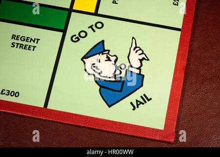 Monopoly Brettspiel GoTo Gefängnis mit Regents Street auf der linken Seite Stockfoto