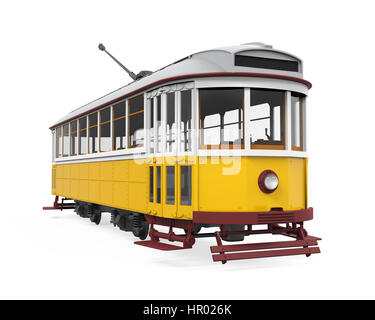 Vintage Gelb Straßenbahn isoliert Stockfoto