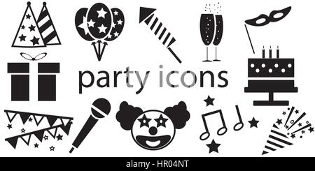 Party Ikonen, die isoliert Vektor in weißer Hintergrund. Stock Vektor