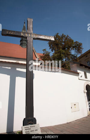 Das Kreuz erinnert an das Massaker von Katyn Wald in Russland im Jahre 1940 von den sowjetischen Behörden Stockfoto