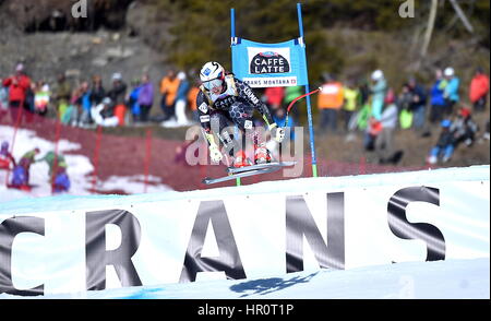 Crans-Montana, Schweiz. 25. Februar 2017. Ski-FIS World Cup, Damen Alpin Super-G, Tina Weirather (LIE) 4. Foto: Cronos/Frederic Dubuis/Alamy Live News Stockfoto