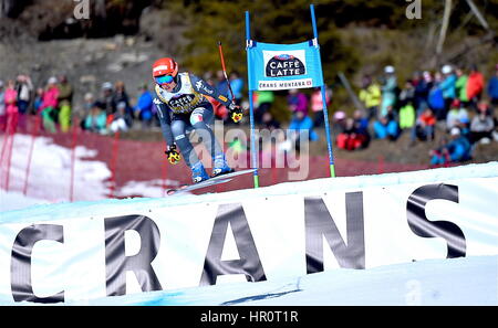 Crans-Montana, Schweiz. 25. Februar 2017. Ski-FIS World Cup, Damen Alpin Super-G, Federica Brignone (ITA) 5. Foto: Cronos/Frederic Dubuis/Alamy Live News Stockfoto