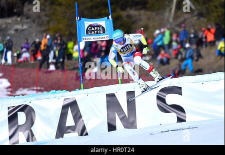 Crans-Montana, Schweiz. 25. Februar 2017. Ski-FIS World Cup, Damen Alpin Super-G, Wendy Holdener (SUI) 27. Foto: Cronos/Frederic Dubuis/Alamy Live News Stockfoto