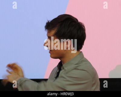 Dublin, Irland. 25. Februar 2017. Schauspieler Scott Chambers, nachdem sein Film 'Chicken' über zwei zwei Brüder, die Dublin International Filmfestival 2017 Credit: Reinhard Doberstein/Alamy Live News Stockfoto