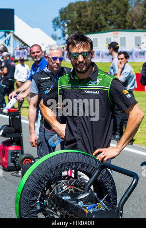 Melbourne, Australien. 26. Februar 2017. Das Raster von Rennen 2 der SuperSport Weltmeisterschaft während 2017 MOTUL FIM Superbike-Weltmeisterschaft, Australien am 26. Februar 2017. Bildnachweis: Dave Hewison Sport/Alamy Live-Nachrichten Stockfoto