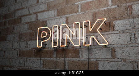 PINK - leuchtende Neon-Schild an Wand Mauerwerk - 3D gerendert Lizenzgebühren freie stock Illustration.  Einsetzbar für Online-Bannerwerbung und Direct-Mailings. Stockfoto
