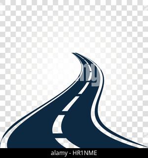 Isolierte schwarz Straße oder Autobahn mit Teilung Markierungen auf weißem Hintergrund-Vektor-illustration Stock Vektor