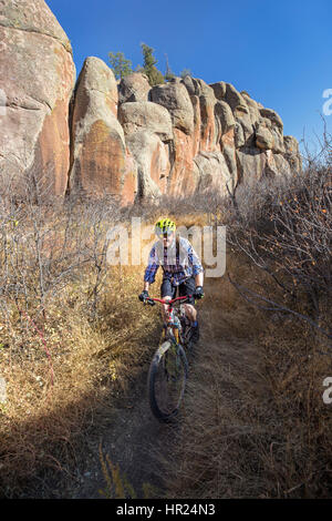 Mountainbiker, Penitente Canyon; Colorado; USA Stockfoto