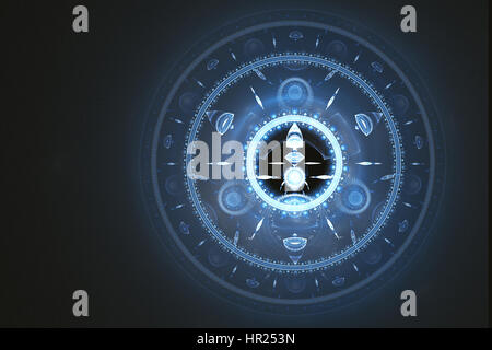 Fraktale: Fraktale Linien erstellen Sie ein Bild ähnlich wie eine Uhr. Stockfoto