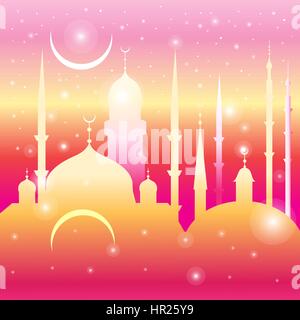 Grafischen hellen Hintergrund mit Moscheen und Monat Stock Vektor