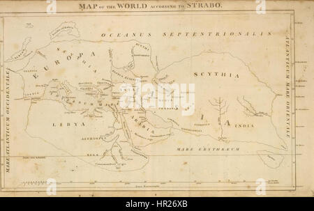 Playfair, Principal. Karte der Welt entsprechend Strabo. 1814 A Stockfoto
