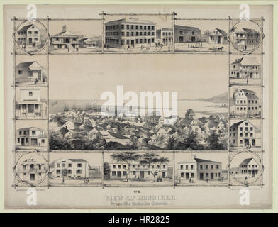 Nr. 4. Blick auf Honolulu. Von der katholischen Kirche. (c. 1854) Stockfoto