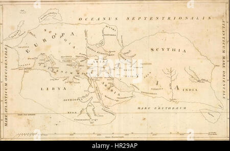 Playfair, Principal. Karte der Welt entsprechend Strabo. 1814-B Stockfoto