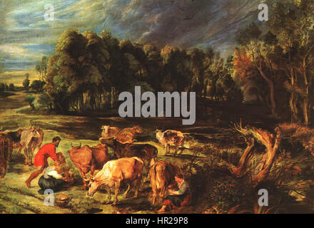 Rubens - Landschaft mit Kühen - WGA20405 Stockfoto