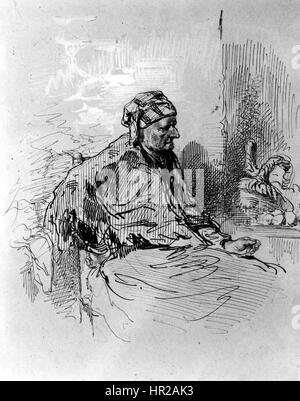 Paul Gavarni - alte Frau in roten Mütze - Walters 371419 Stockfoto