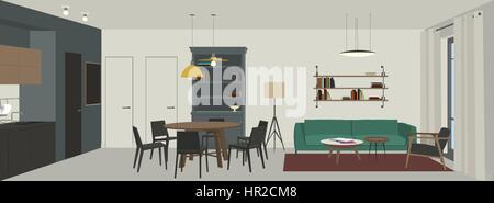 Wohnzimmer Innenraum Stock Vektor