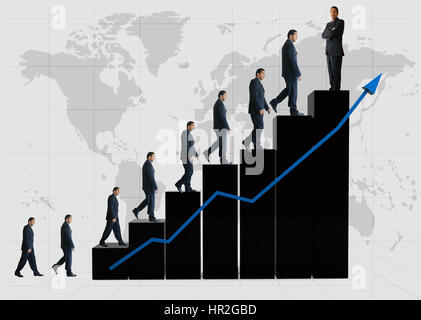 Business-Statistik - weiße-Grafik auf einem weißen Hintergrund auf einen Fliesenboden Stockfoto