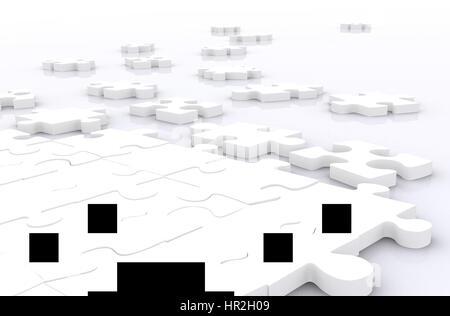 ungelöste Rätsel in weiß in 3d gemacht Stockfoto