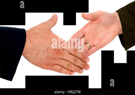 ein Geschäft, eine Hände schütteln auf diese Weise umgehen zu Stockfoto