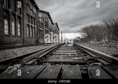 Verlassenen Bahnhof in der Nähe von Duisburg Stockfoto